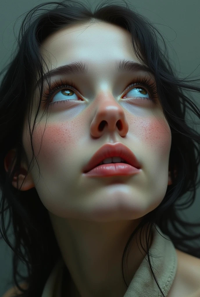 A face  look up 

