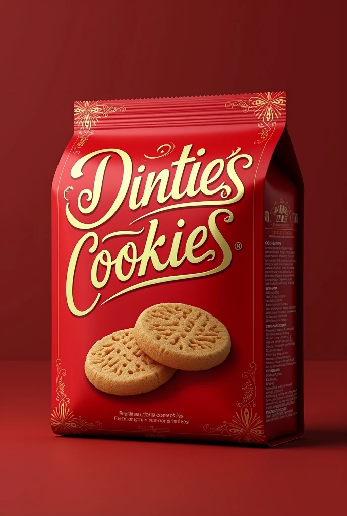 A red biscuits package like Oreos with gold writing Danties 