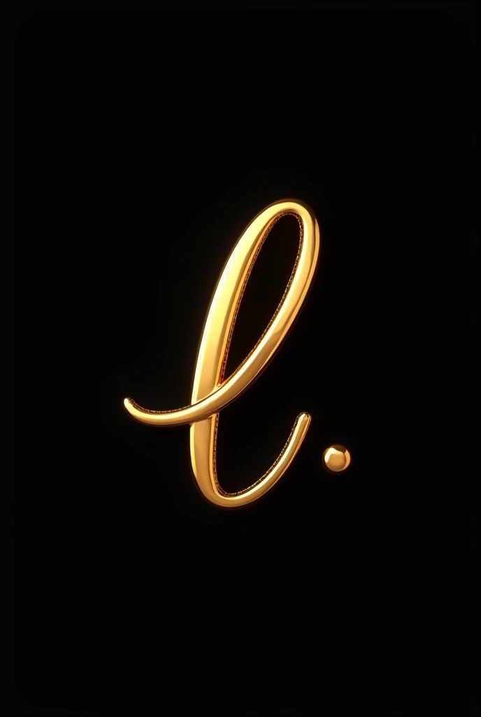 The lowercase letter l, gold on black background in cursive letters
