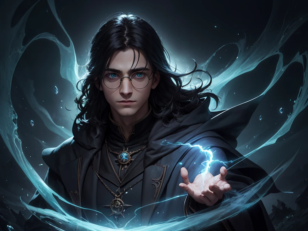 [Core Concept]
A captivating portrait of the young wizard Harry Potter, showcasing his striking features and the magical world he inhabits.

[Character Description]
Harry Potter, a beautiful and enchanting young man, stands before the viewer with his signature round glasses framing his piercing green eyes. His messy, raven-black hair and subtle lightning bolt scar on his forehead are instantly recognizable, lending an air of mystery and power to his persona.

[Environment/Background]
The background is a dark, mysterious setting, evoking the mystical and fantastical realm of the Wizarding World. Subtle hints of magical elements, such as swirling wisps of energy or faint glimpses of enchanted objects, create a sense of wonder and immersion.

[Style and Atmosphere]
The image is rendered in a realistic photographic style, capturing the subject with stunning detail and lifelike quality. The overall atmosphere is one of elegance, sophistication, and a touch of the supernatural, befitting the prestigious nature of a presentation page.

[Composition]
Harry Potter is centrally positioned, his gaze directly engaging the viewer with a poise and confidence that commands attention. The composition is balanced and symmetrical, creating a sense of order and grandeur.

[Details and Embellishments]
Subtle embellishments, such as intricate patterns or symbolic elements, may adorn the background or frame of the image, further enhancing the sense of magic and visual interest.

[Technical Specifications]
The image is designed to be used as a high-quality wallpaper or presentation page, with a level of detail and clarity that can be appreciated on a large display.