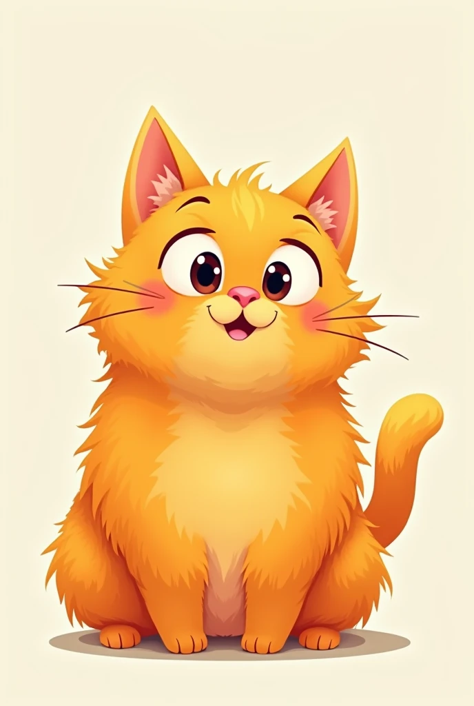 Orange and white cartoon cat, tailless, manx cat