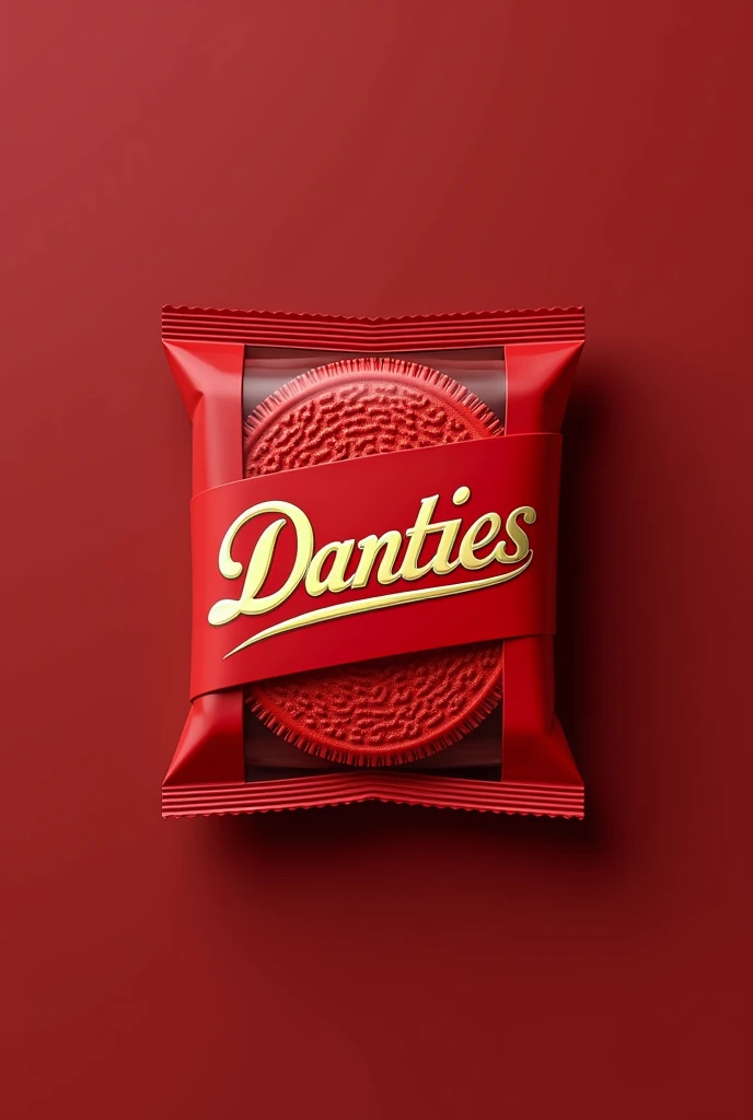 A small red biscuits package like Oreos with gold writing Danties