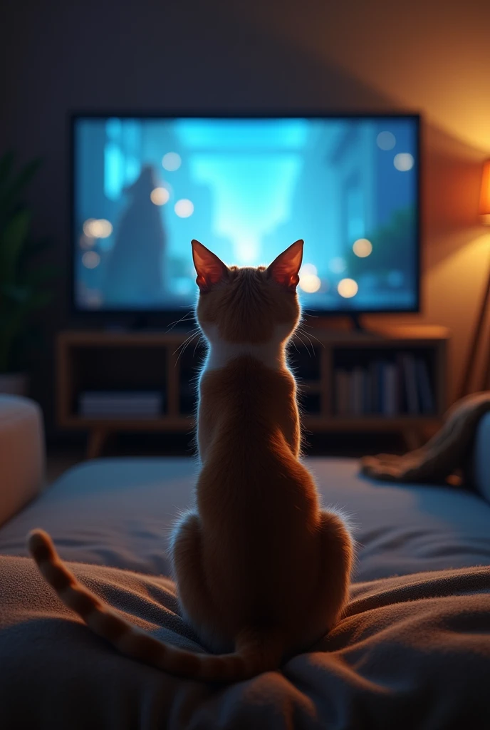 Cat watching movie