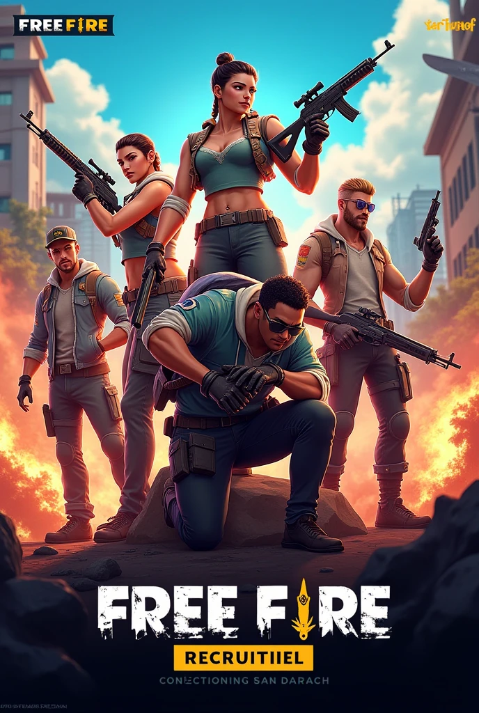 Create a freefire banner about recruitment 
