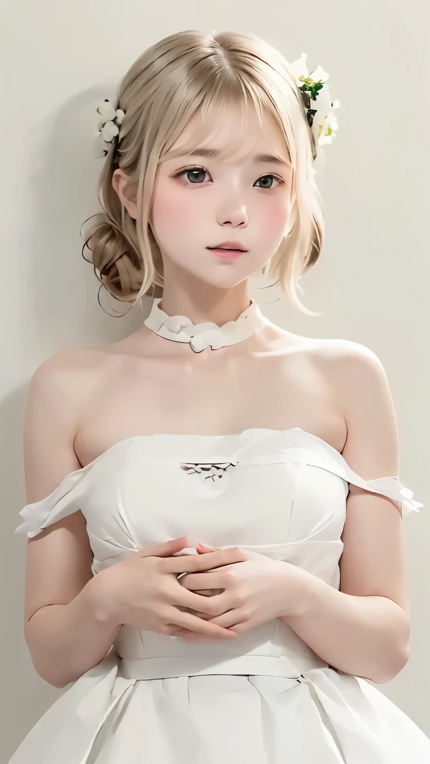 (((Simple configuration)))、(((The background is a white wall:1.2)))、One Girl、Perfect Anatomy、絵のようにbeautiful、sketch、Very delicate、Cloud-like wall、、Floral、Delicate depiction、Abstract、Bright colors overall、Gentle color、Taisho Romance、(masterpiece、Highest quality、Highest quality、Official Art、beautiful, beautiful:1.2)、