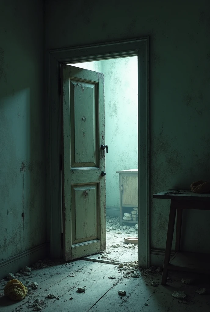 Half-open door in a silent house: