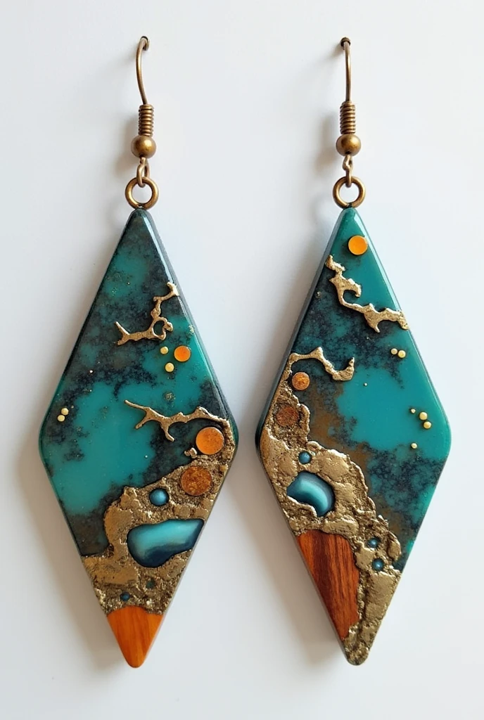unusual earrings made of epoxy resin