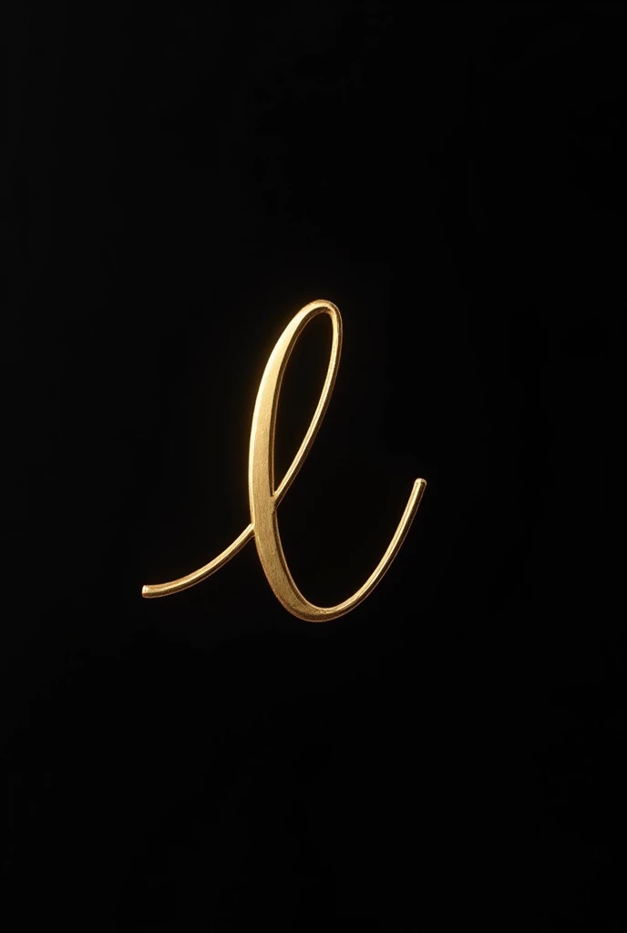The lowercase letter l, gold on black background in cursive letters, that in the end has no point
