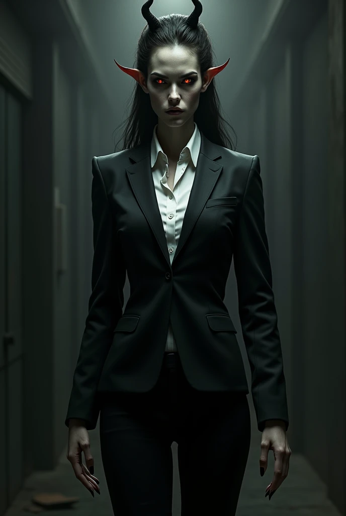 Demon woman in suit