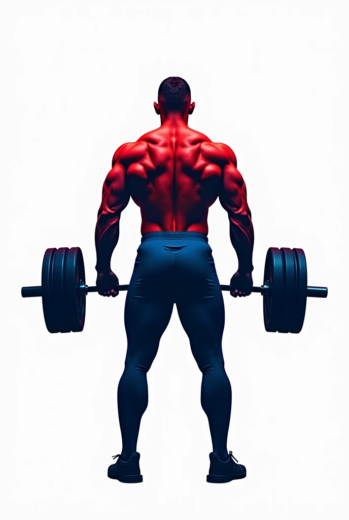 make a logo with a muscular person doing deadlifts as a red and blue back paint create an image name it poderfit put the background in white
