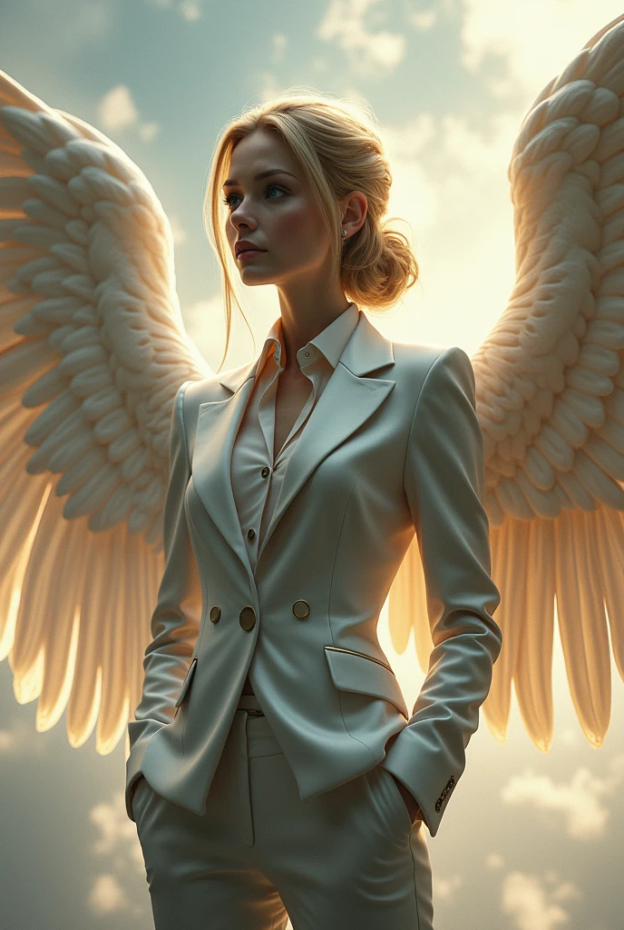 Woman angel in suit