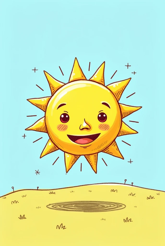 Simple sketch of the sun with a mans face
