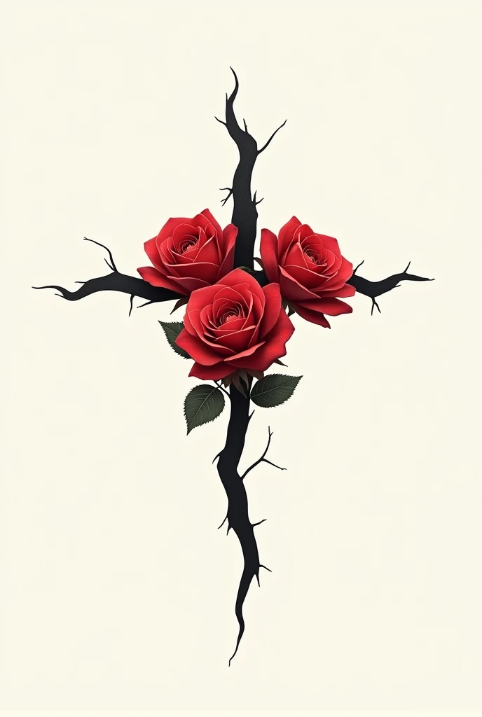 a simple logo with a cross-shaped crack coming out of red roses