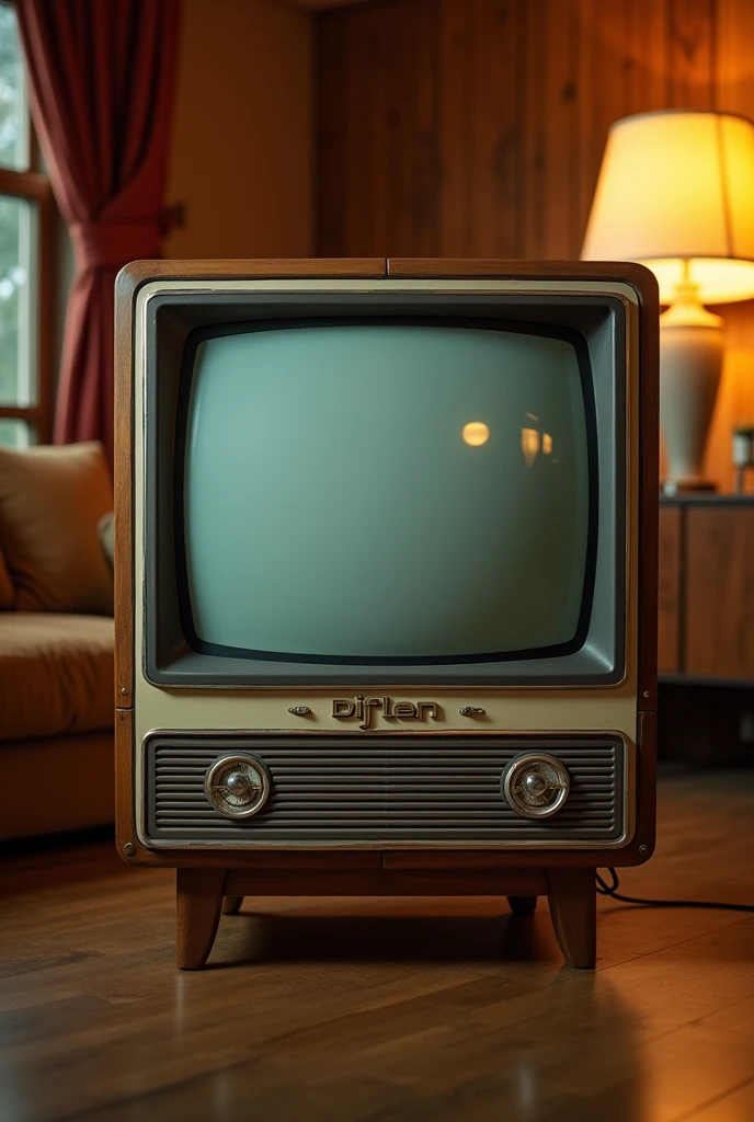 Old TV from the front with the name diflen on top of it