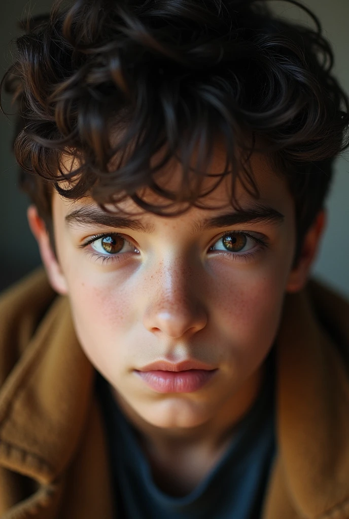 the look of a boy with dark brown eyes,