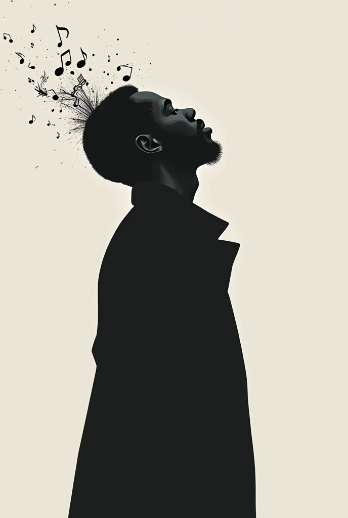 Shadow of Black man with music in his head