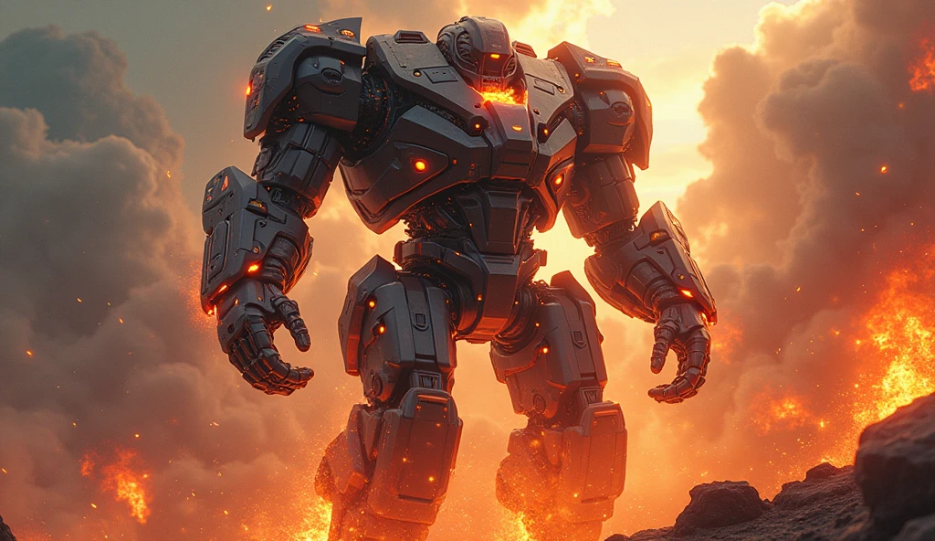 work of art,offcial art,8k, work of art, best qualityer, highy detailed, futurist, dynamic, Ablaze, metallic, robotic,, , Cyber world,Mecha:1.2,waves of energy,explosions,high technology buildings,neon lights,smoke and dust.