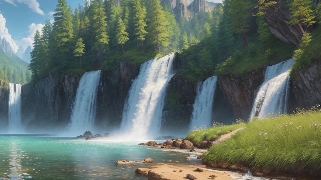 landscape,water,(Highly detailed CG Unity 8k wallpaper), The most beautiful works of art in the world,Professional majestic oil painting,Complex, Attention to detail, Sharp focus, dramatic, Photorealistic Painting Art