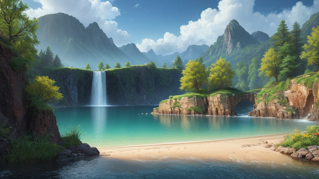 landscape,water,(Highly detailed CG Unity 8k wallpaper), The most beautiful works of art in the world,Professional majestic oil painting,Complex, Attention to detail, Sharp focus, dramatic, Photorealistic Painting Art