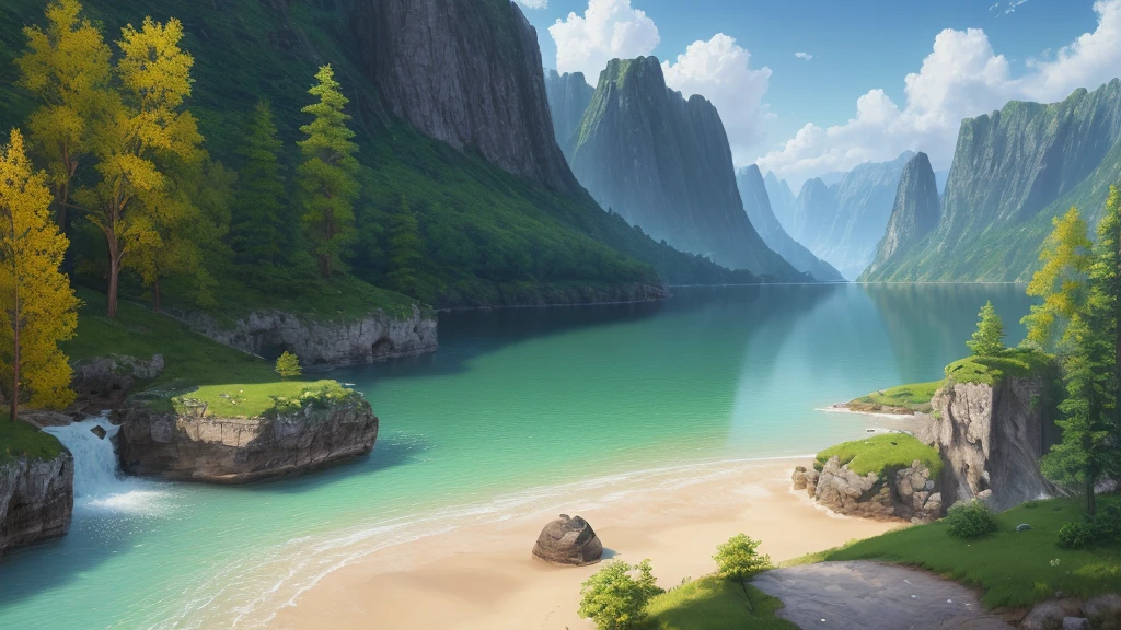 landscape,water,(Highly detailed CG Unity 8k wallpaper), The most beautiful works of art in the world,Professional majestic oil painting,Complex, Attention to detail, Sharp focus, dramatic, Photorealistic Painting Art