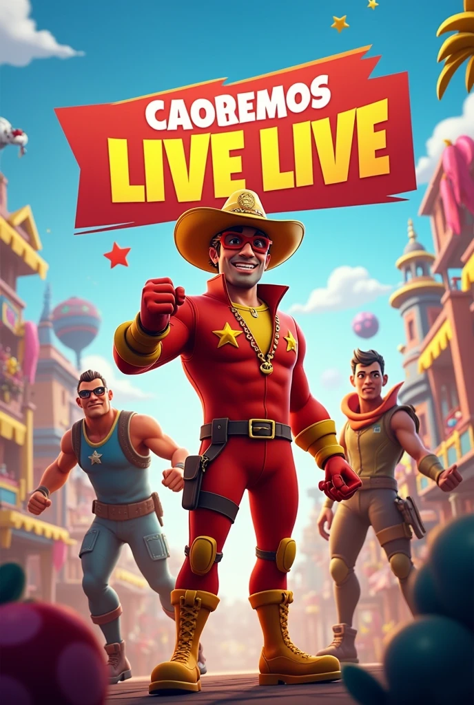 FORTNITE with chapolin colorado and the word written "live live" video banner 