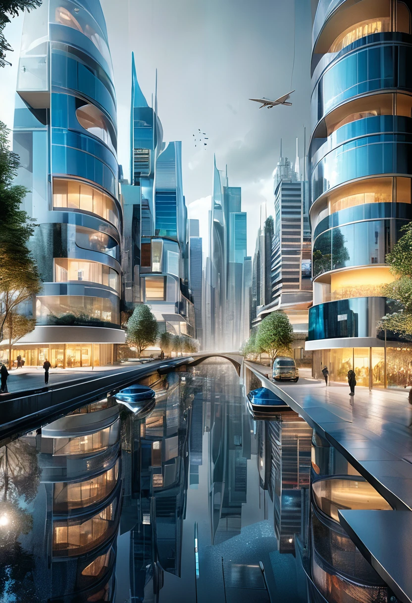 transparent cityscape of the future, shading effects, gradation magic effects, (Ultra detailed, Absolute resolution, Best quality:1.3), 2.5D, gentle and dynamic, art photography, hyperrealistic, CG graphics digital art