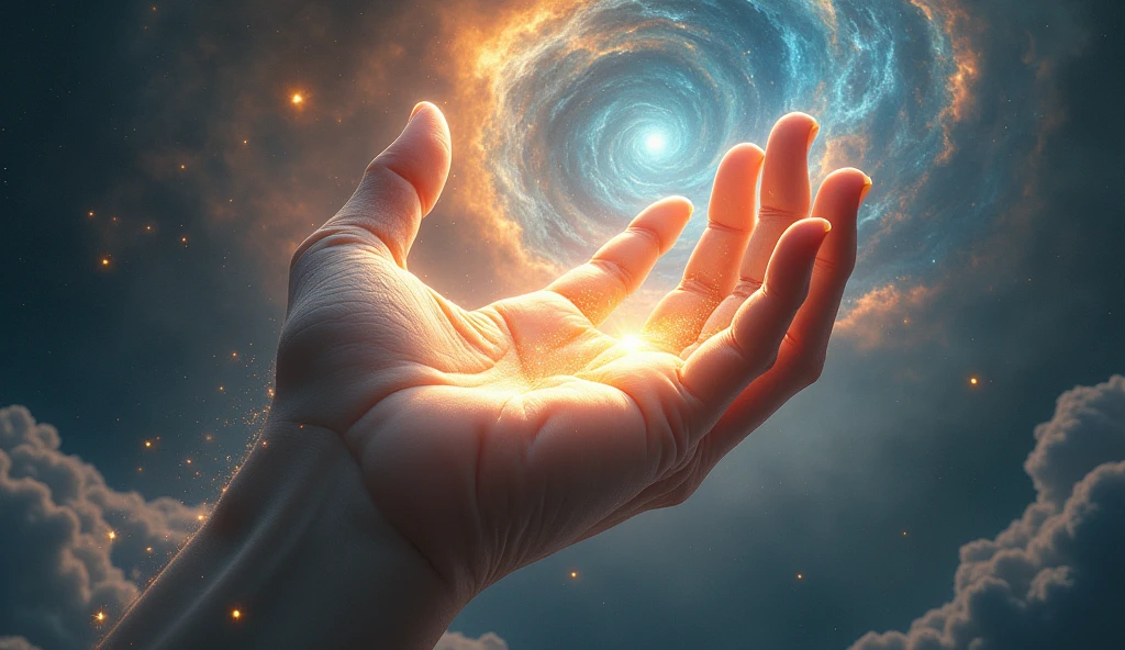 A hand creating the world: An image that symbolizes the idea of God as the creator of all things.