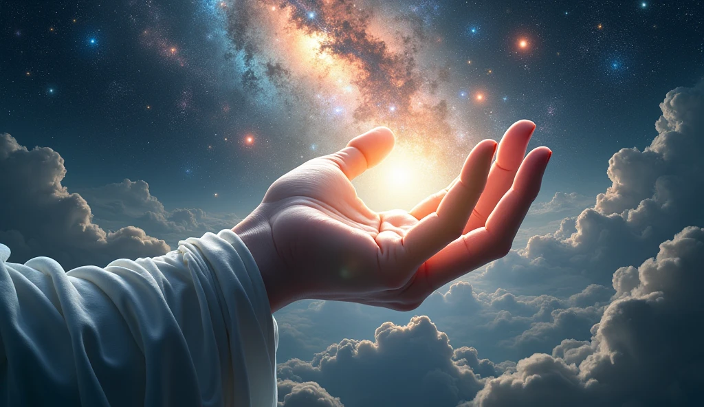 A hand creating the world: An image that symbolizes the idea of God as the creator of all things.