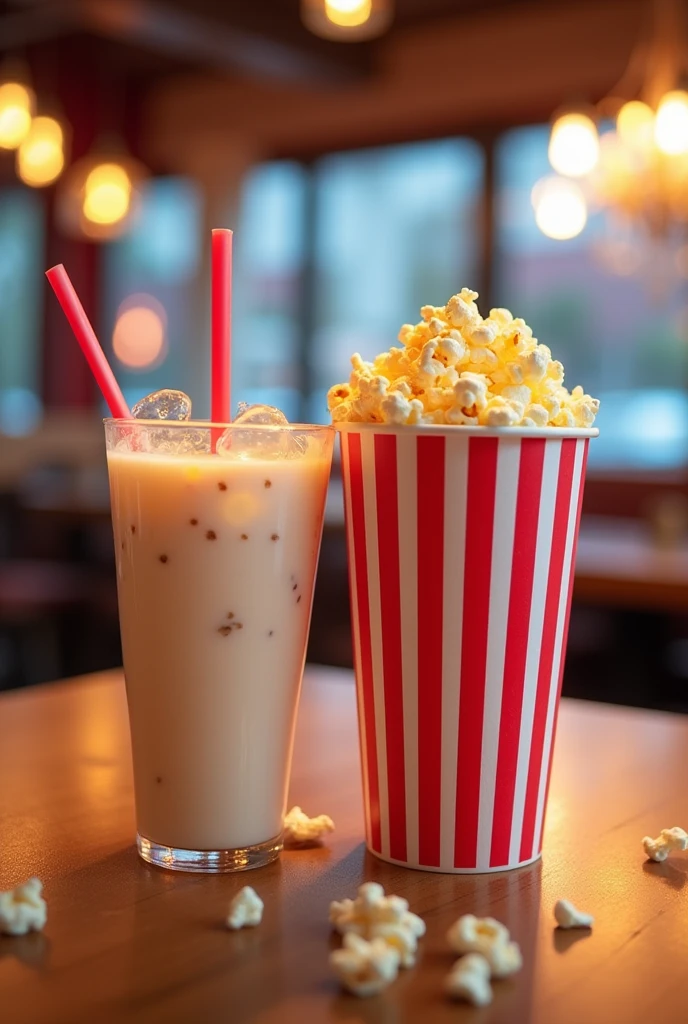 large popcorn and a sweet drink





