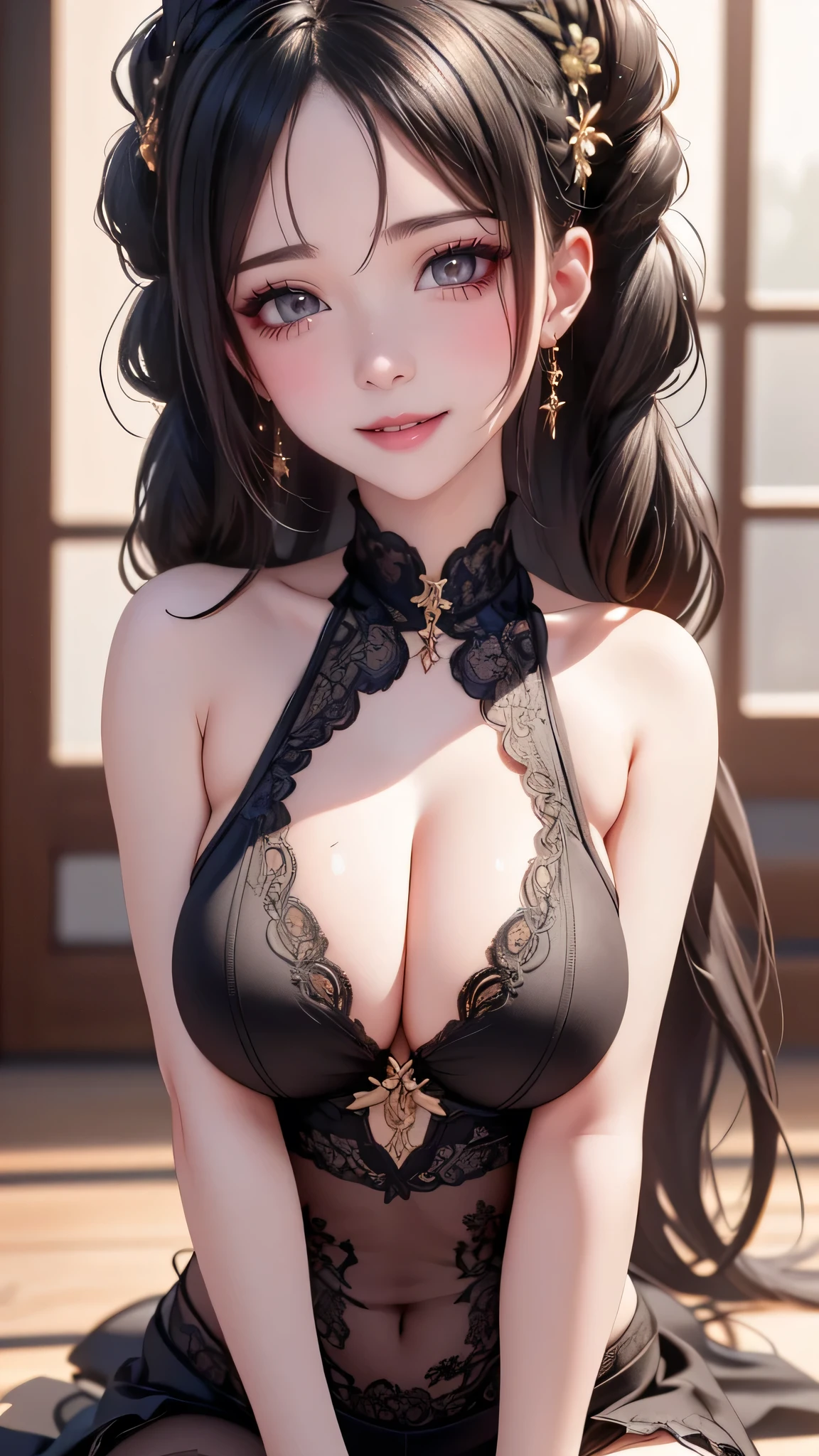 1girl,all fours,sweat,(random hairstyle),(Thin type:1.5),(large breasts:1.5),(Highest image quality,(8K), Ultra-realistic, Best Quality, High quality, High Definition, high quality texture, high detailing, Beautiful detailed, fine detailed, extremely details CG, Detailed texture, realistic representation of face, masterpiece, presence)