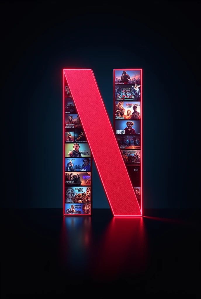 create a logo based on Netflix's that plays clips of everything