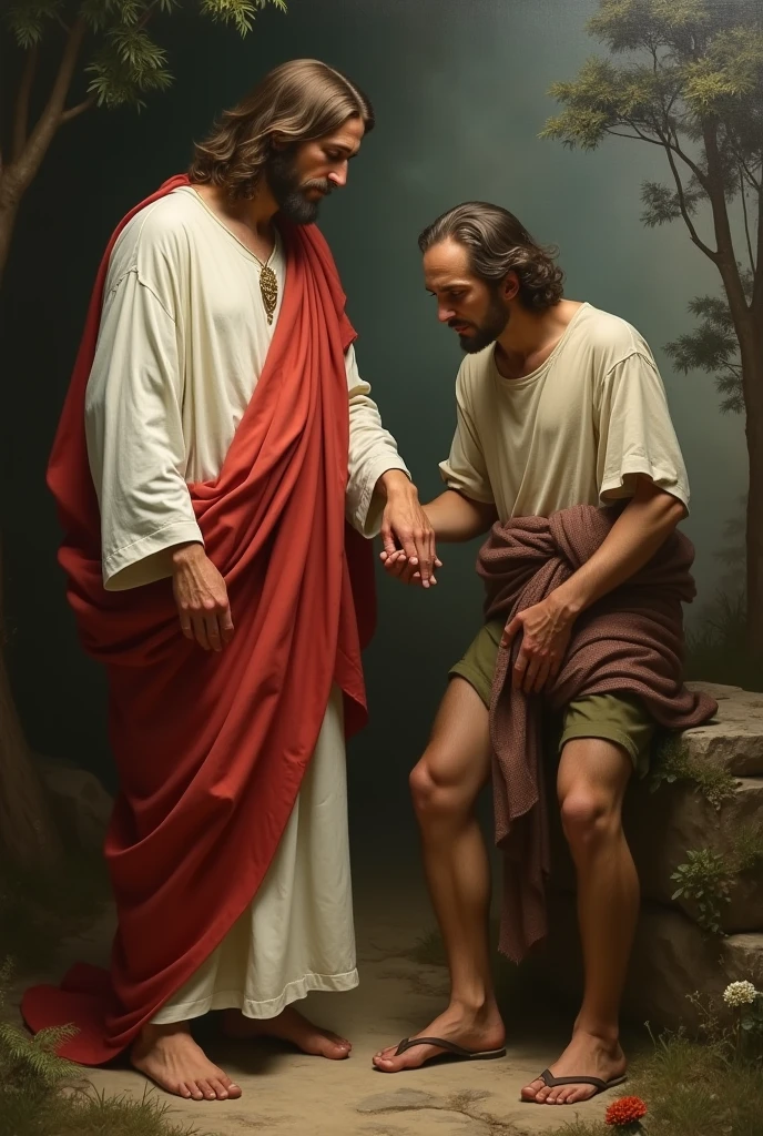 Jesus qui console un homme décourager