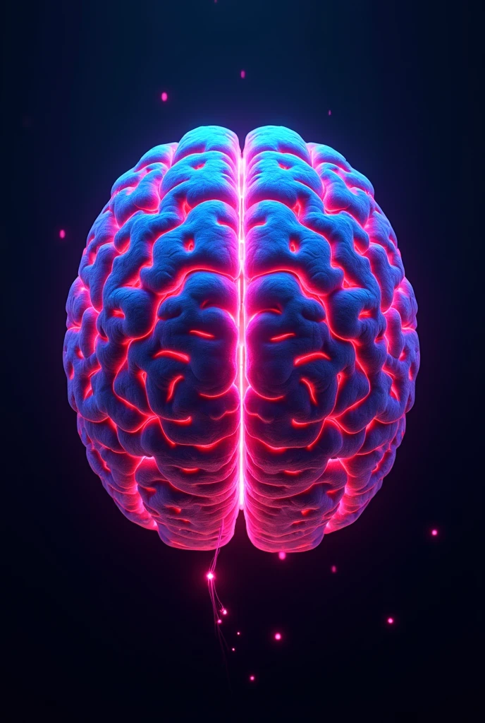 Neon brain seen from above