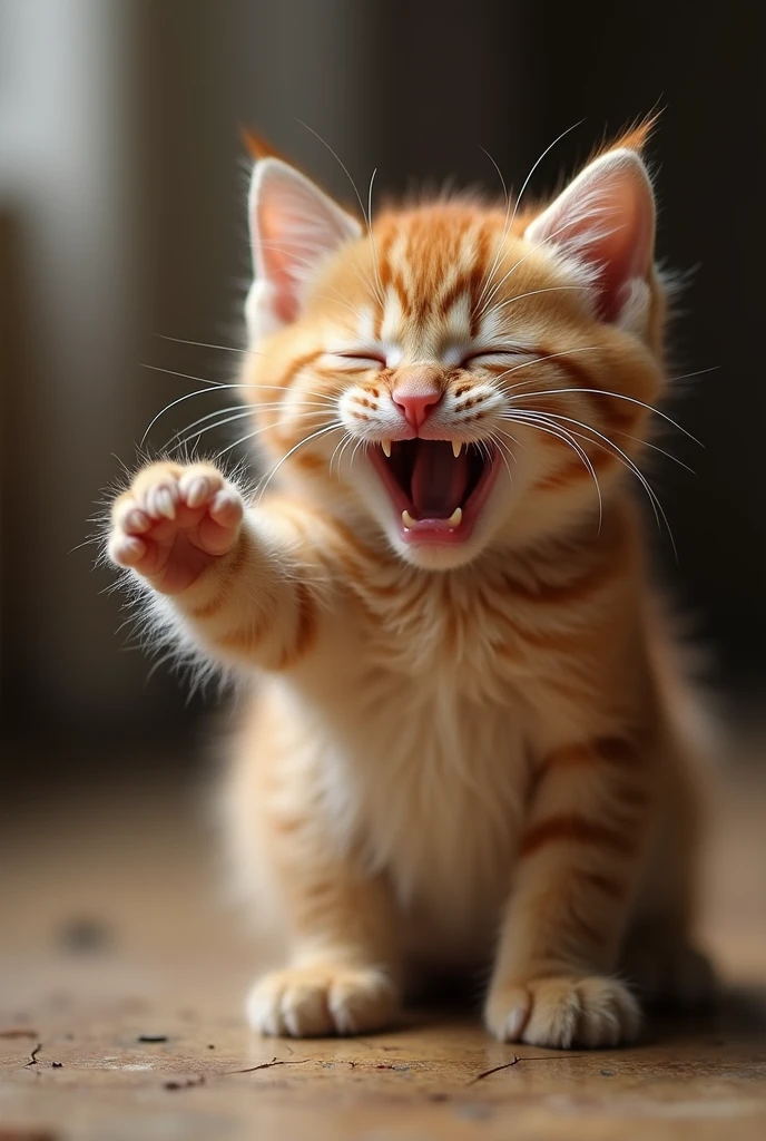 Hungry kitten is crying