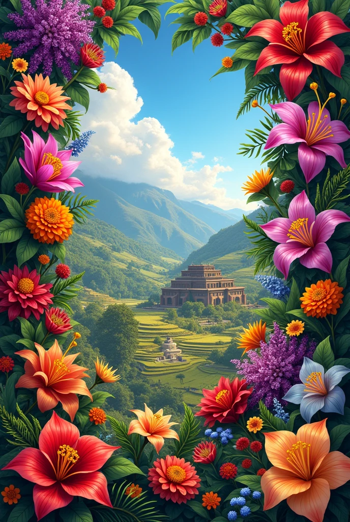 Make me a design about Peru with flowers and that has successions