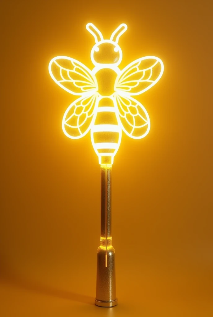 Create a bee-inspired lightstick and it&#39;s gold and has white in the composition, o cabo do lightstick é mediano a grande, and the cable is very wide and thick (estilo lightstick kpop)