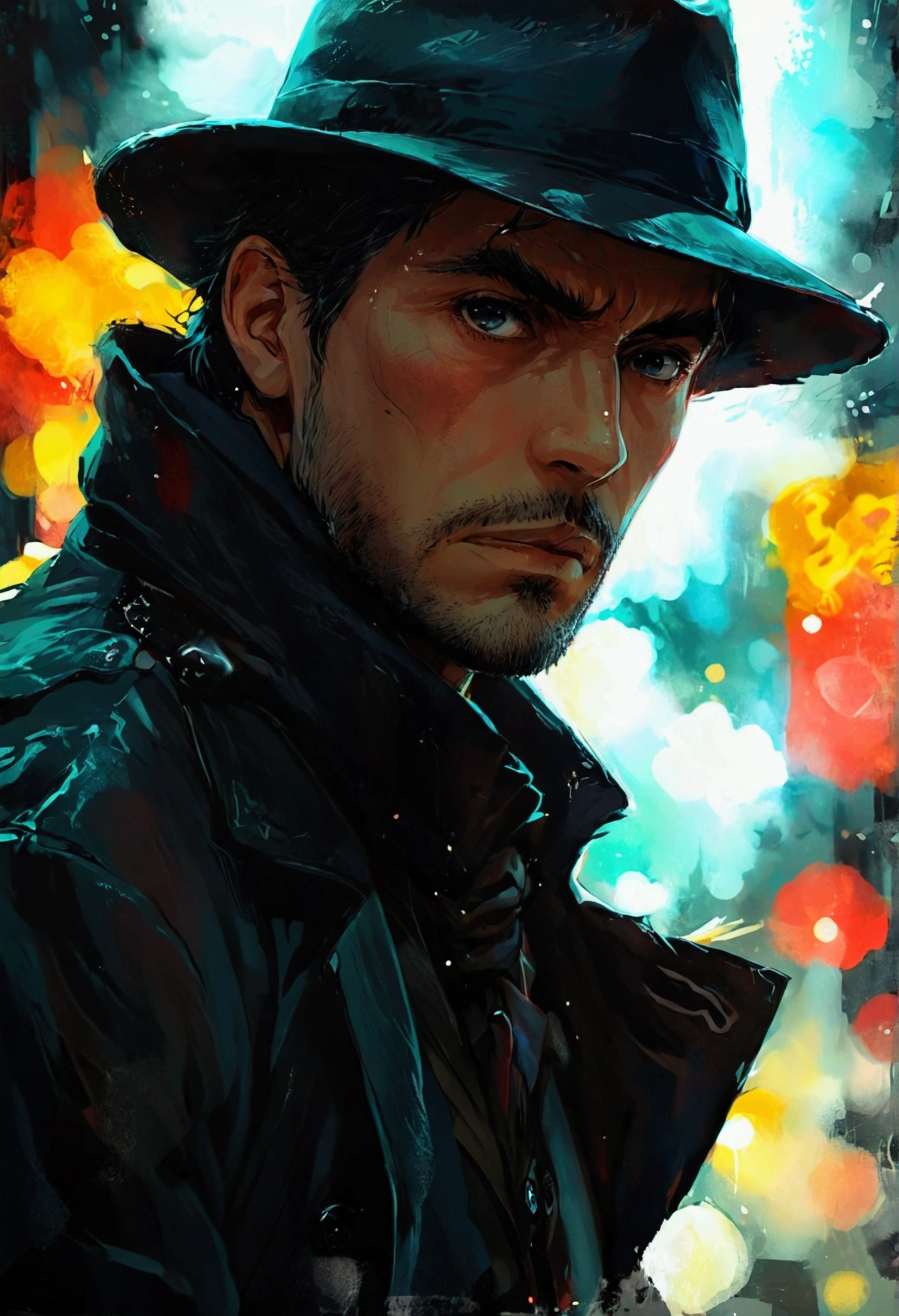 a man detective doing an investigation,manga style art