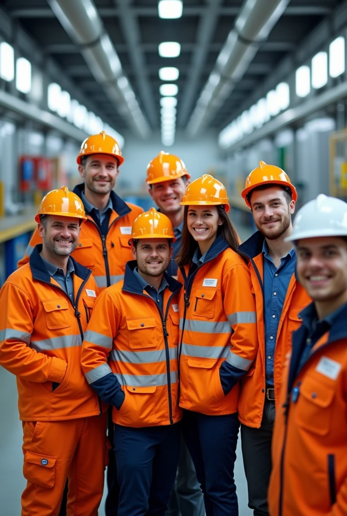 A group of 6 workers who work in a company called Repsol