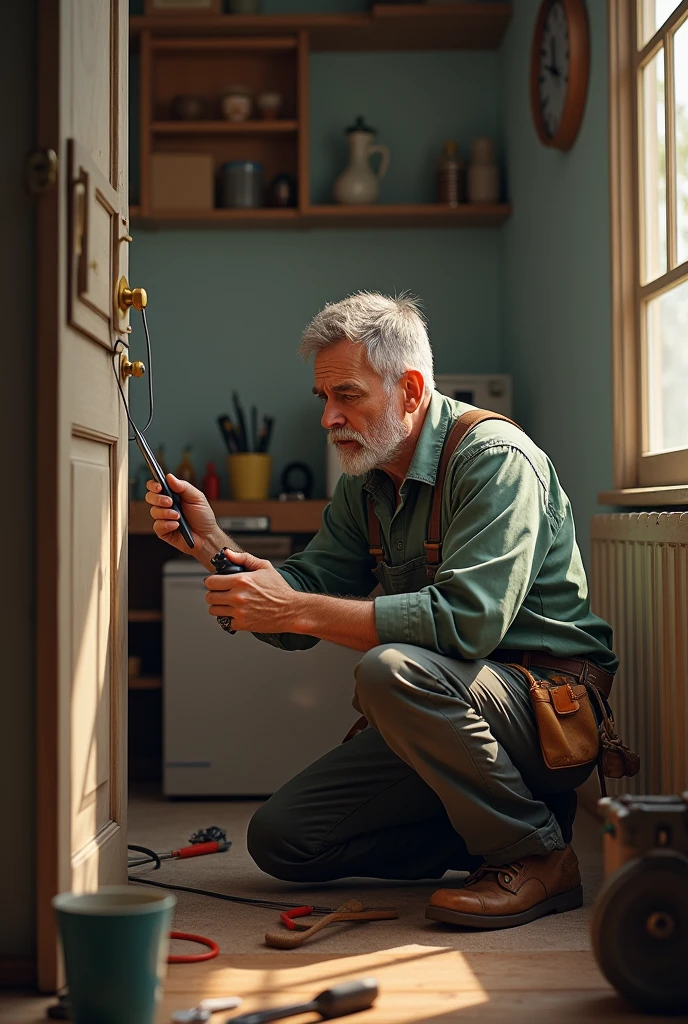 An electrician technician, a husband for hire, doing maintenance at home