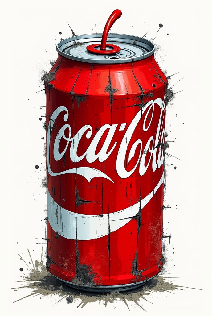 I need you to create a Coca-Cola can in an art version using the German Expressionism artistic movement with a white background

