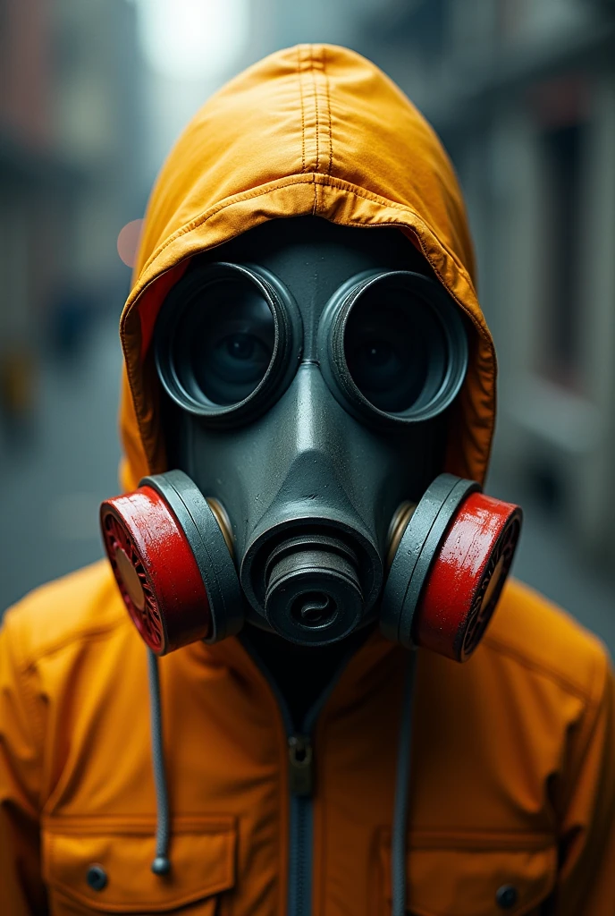 Superhero wearing gas mask