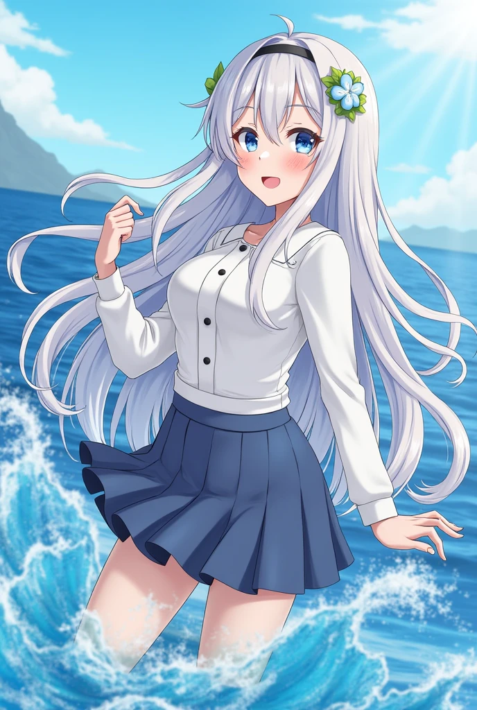 Ocean,Idol,Gentle smile,skirt,Long Hair,Long pants,Kawaii Japan,Tremendously large bust,Slim Waist