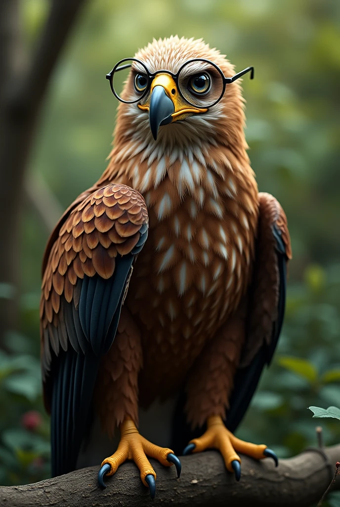 An eagle with glasses