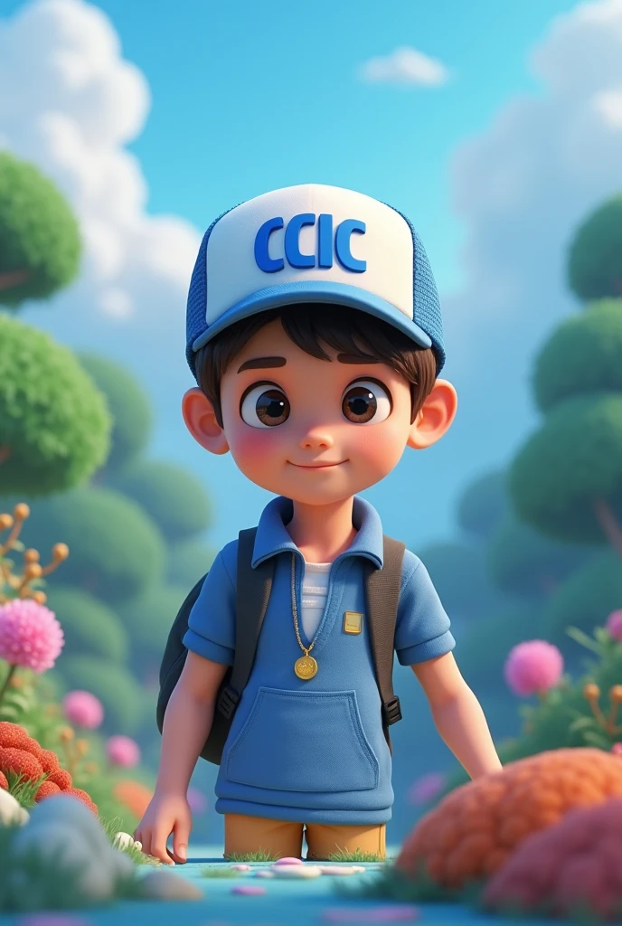 You can make an animation, like a teenager who has the CCIC logo with a CCIC cap but the cap has blue letters and the colors blue, green and white that looks careful in the environment to place in an advertising art 