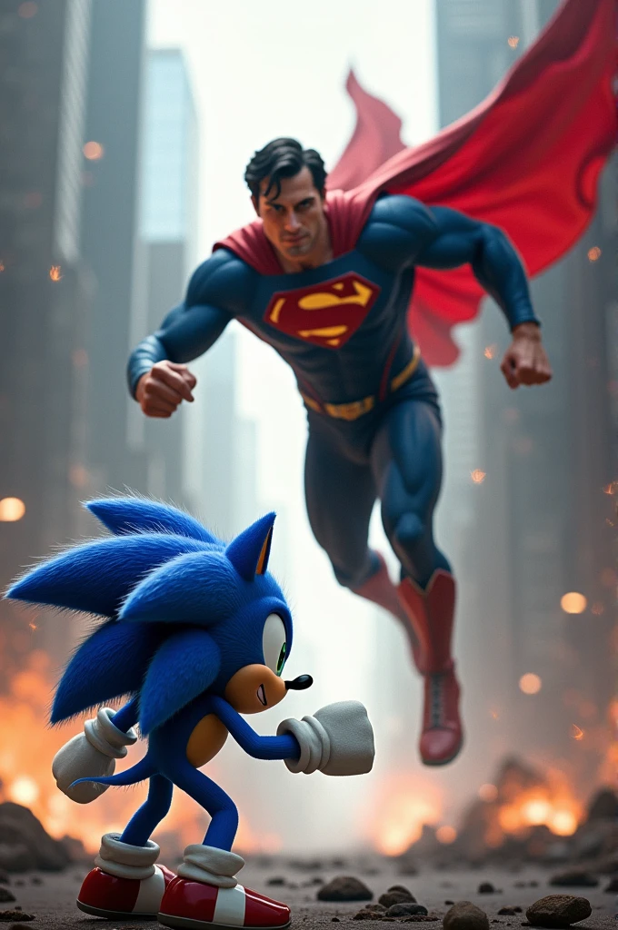 Sonic fighting superman