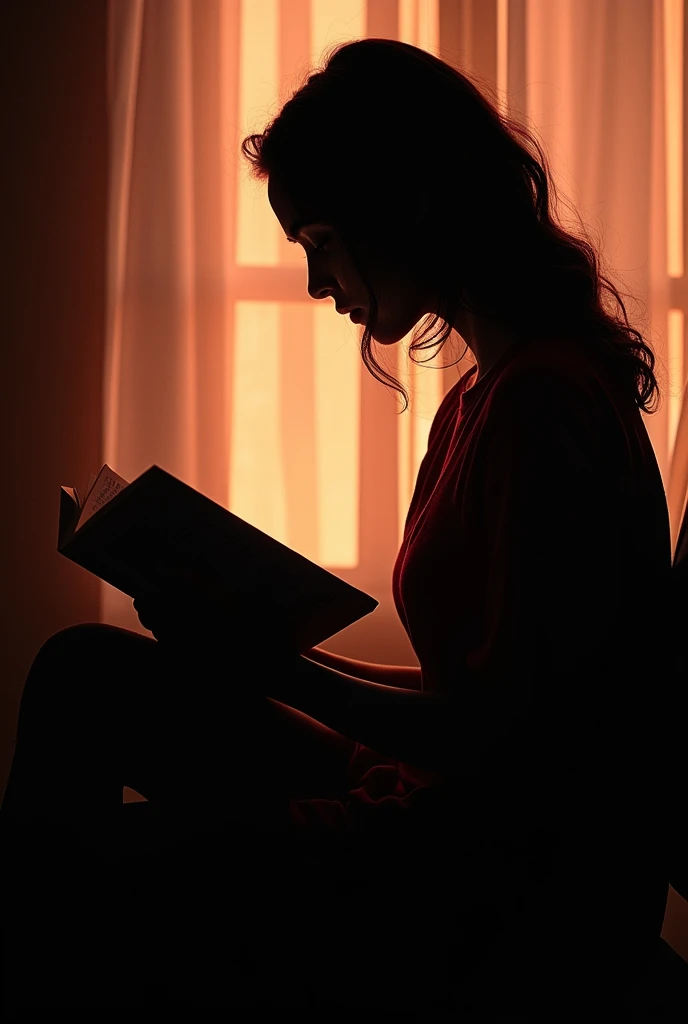 silhouette of a young woman reading I love reading