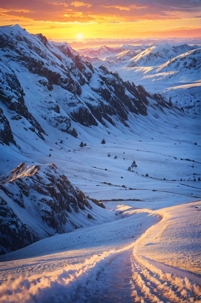 woman without cloths on top of snowy mountains, real photo,