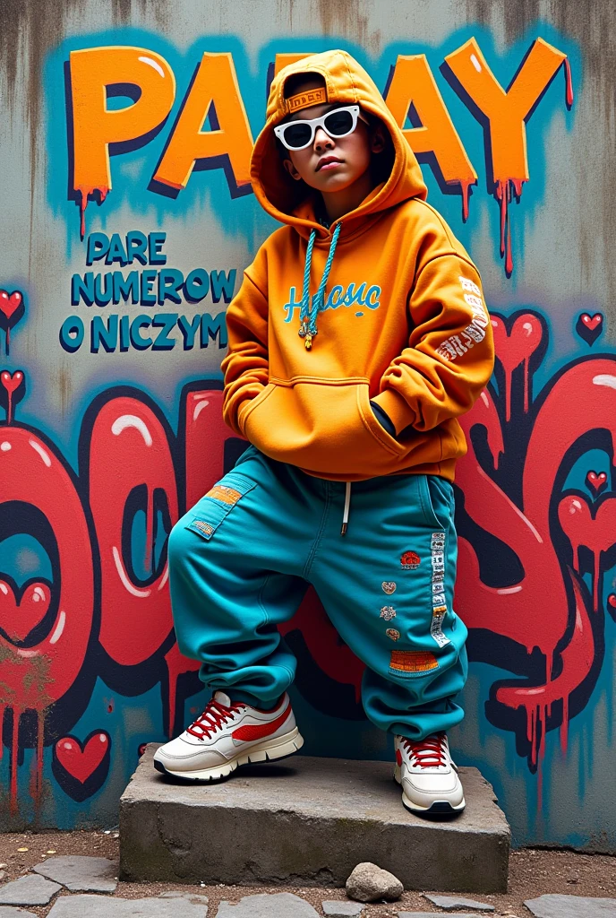 make a graffiti for me with a papay sailor dressed youthfully like a rapper
And graffiti text - PAPAY on the top stage and PARE NUMEROW O NICZYM written below and it's all in graffiti style