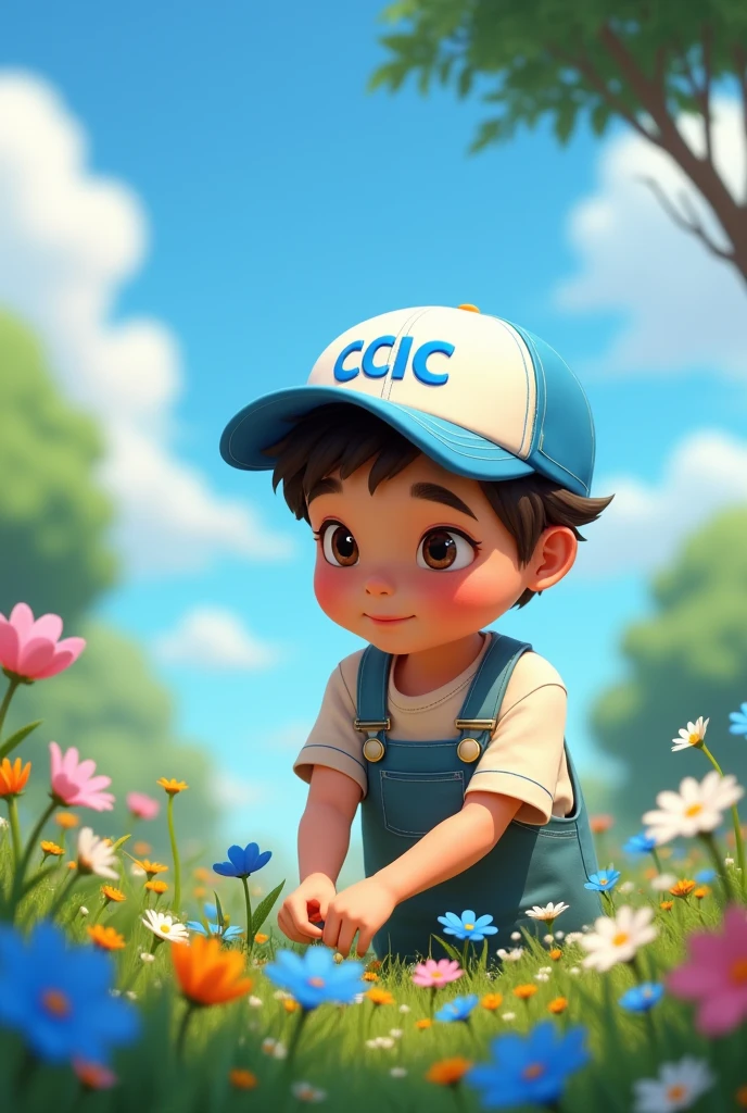 You can make an animation, like a teenager who has the CCIC logo with a CCIC cap but the cap has blue letters and the colors blue, green and white so that he looks careful in the gardens, that several flowers come out carefully to place in an advertising art, but something a little more human