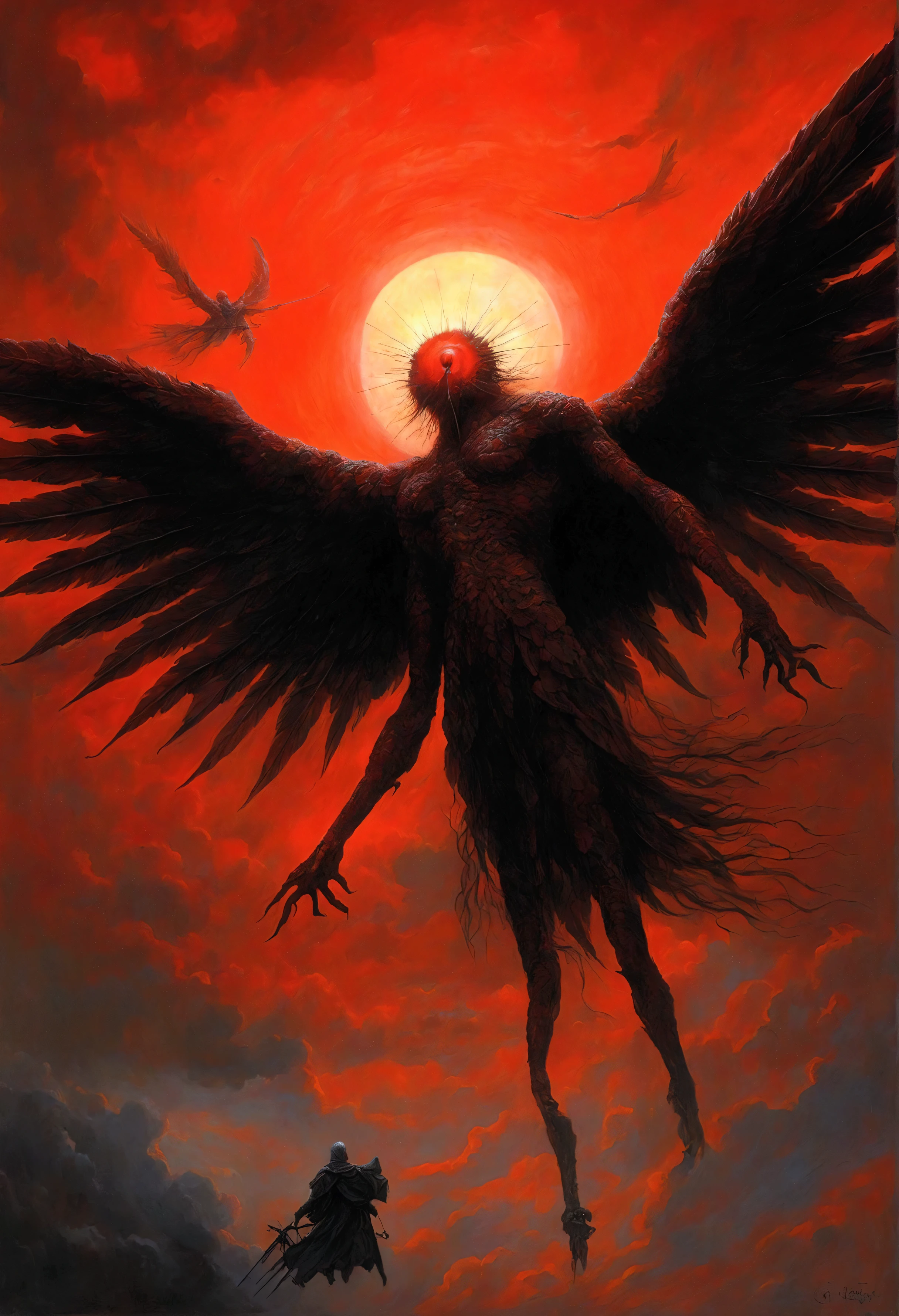 Mythical creatures, author：Zdzislaw Beksiński、Angel、Holy War、Big eye in the sky、Red/Black